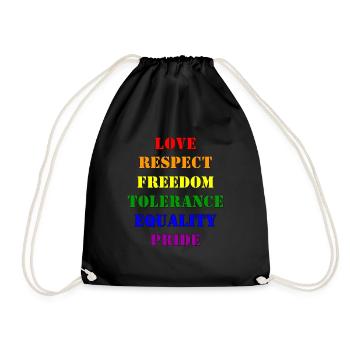 Pride 2023 Rainbow words and colors - Drawstring Bag - black - Front