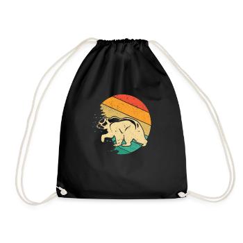 Retro Tier Wald Liebhaber Vintage Grizzly Braunbär - Turnbeutel - Schwarz - Vorne