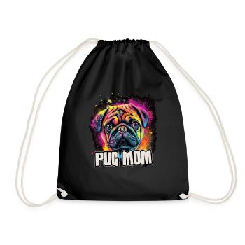 Pug Pug Dog Gift Saying - Drawstring Bag - black - Front