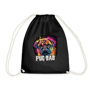 Pug Pug Dog Gift Saying - Drawstring Bag - black - Front