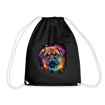 Pug Pug Dog Gift Saying - Drawstring Bag - black - Front