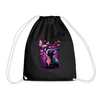 Chihuahua Dog Butterfly 10 - Turnbeutel - Schwarz - Vorne