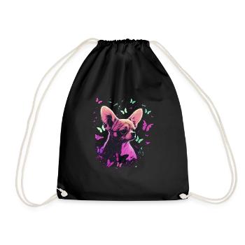 Chihuahua Dog Butterfly 17 - Turnbeutel - Schwarz - Vorne
