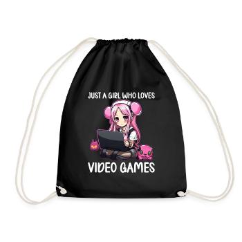 Gaming Konsole PC Zockerin Mädchen Gamer Girl - Turnbeutel - Schwarz - Vorne
