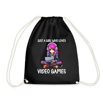 Gaming Console PC Gamer Girl Gamer Girl - Drawstring Bag - black - Front