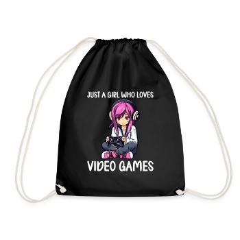 Gaming Console PC Gamer Girl Gamer Girl - Drawstring Bag - black - Front