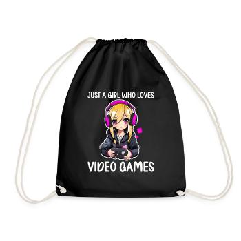 Gaming Console PC Gamer Girl Gamer Girl - Drawstring Bag - black - Front