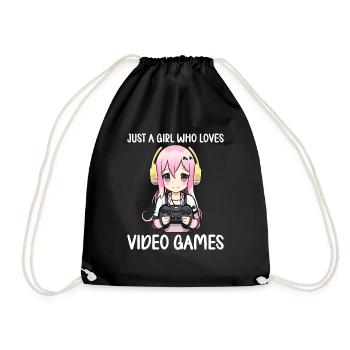 Gaming Konsole PC Zockerin Mädchen Gamer Girl - Turnbeutel - Schwarz - Vorne