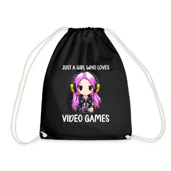Gaming Console PC Gamer Girl Gamer Girl - Drawstring Bag - black - Front