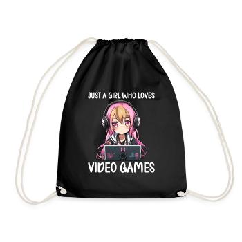 Gaming Console PC Gamer Girl Gamer Girl - Drawstring Bag - black - Front