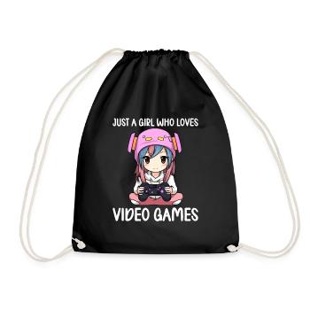 Gaming Konsole PC Zockerin Mädchen Gamer Girl - Turnbeutel - Schwarz - Vorne