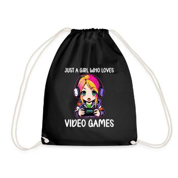 Gaming Console PC Gamer Girl Gamer Girl - Drawstring Bag - black - Front