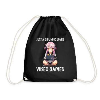 Gaming Console PC Gamer Girl Gamer Girl - Drawstring Bag - black - Front