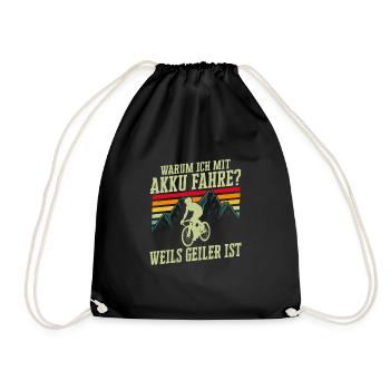 Why do I drive with a battery? Because it's is electro - Drawstring Bag - black - Front
