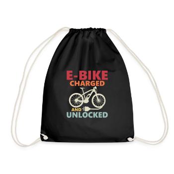 E-Bike Charged And Unlocked Pedelec Electric - Drawstring Bag - black - Front
