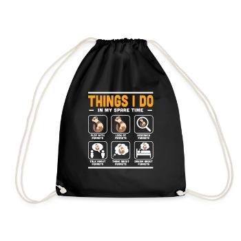 Things I Do In My Spare Time Weasel Funny Ferret O - Drawstring Bag - black - Front