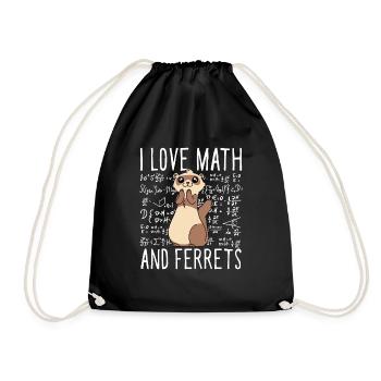 Cute I Love Math And Ferrets School Weasel Kids - Drawstring Bag - black - Front