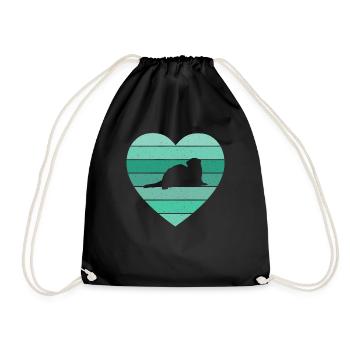 Vintage Heart Weasel Ferret Retro Mignon - Sac de sport léger - noir - Devant