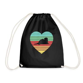 Weasel Cute Retro Ferret Fan Vintage Heart - Turnbeutel - Schwarz - Vorne