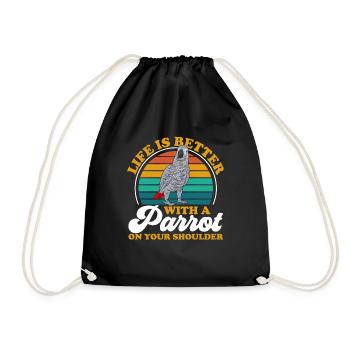 Graupapagei African Grey Parrot Papagei - Drawstring Bag - black - Front