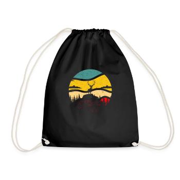 American Elk Hunter Retro Vintage Sun Bow - Drawstring Bag - black - Front
