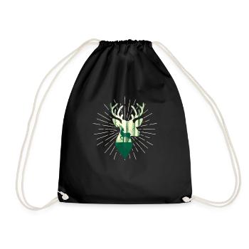 Cerf Nature Forest Chasse en plein air Hunter Antlers - Sac de sport léger - noir - Devant