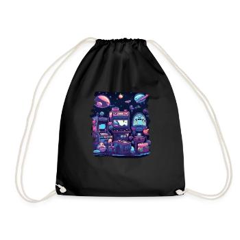 Arcade Gaming Retro Slots Games 80s Gamer - Drawstring Bag - black - Front