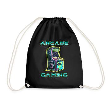 Arcade Gaming Retro Slots Games 80s Gamer - Drawstring Bag - black - Front