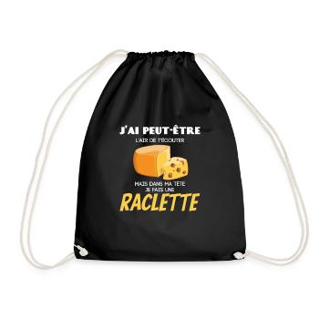 T écouter mais dans ma tête je fais une raclette - Sac de sport léger - noir - Devant