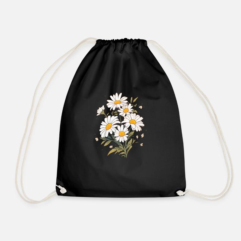Gänseblümchen Blumen Vintage Lover Cool Gänseblümchen Neuheit - Turnbeutel - Schwarz