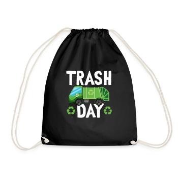 Garbage trucks, garbage day, garbage collection - Drawstring Bag - black - Front