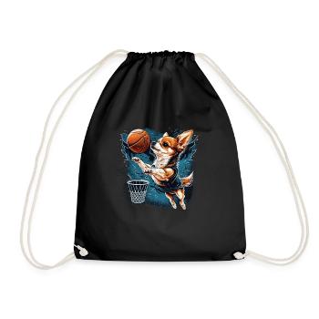 Chihuahua | Basketball | Player | Sport | Dunk | - Drawstring Bag - black - Front