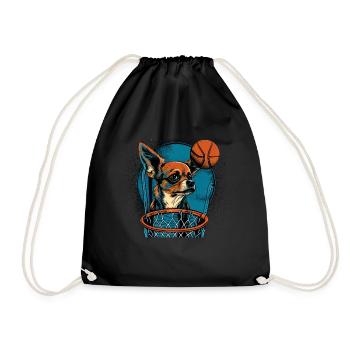 Chihuahua | Basketball | Player | Sport | Dunk | - Drawstring Bag - black - Front