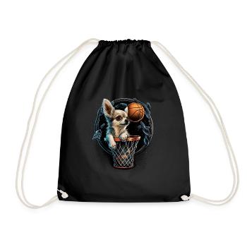 Chihuahua | Basketball | Player | Sport | Dunk | - Drawstring Bag - black - Front