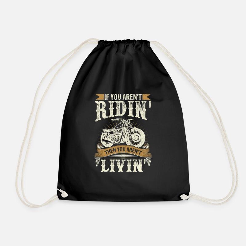 Motorcycle Funny Biker Motorcyclist - Drawstring Bag - black
