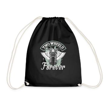 Two Wheels Forever Motorcycle Lover - Drawstring Bag - black - Front