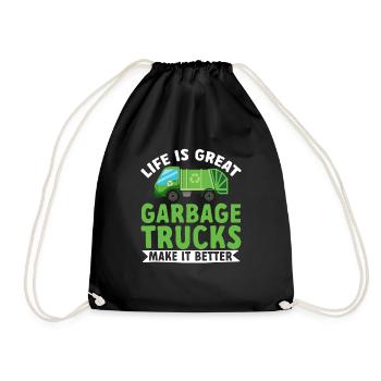 Garbage trucks, garbage day, garbage collection - Drawstring Bag - black - Front