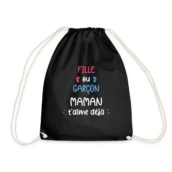 Fille ou garçon maman t'aime déjà - Sac de sport léger - noir - Devant