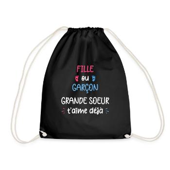 Fille ou garçon grande soeur t'aime déjà - Sac de sport léger - noir - Devant
