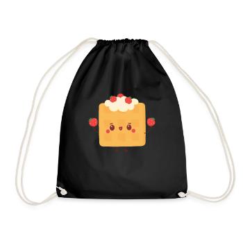 Cute waffle - Drawstring Bag - black - Front