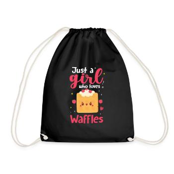 Just a girl who loves waffles - Drawstring Bag - black - Front