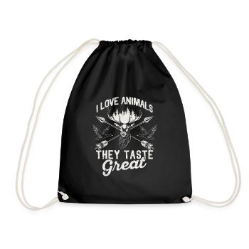 J’aime les animaux, ils ont bon goût, la chasse au cerf, le canard - Sac de sport léger - noir - Devant