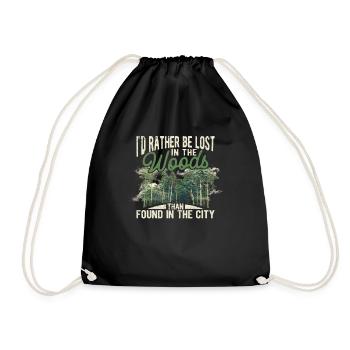 I'd rather be lost in the woods than in the city - Drawstring Bag - black - Front