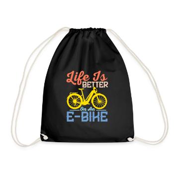 Life Is Better On An E-Bike Pedelec Electric - Drawstring Bag - black - Front