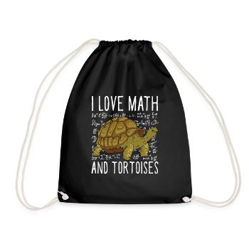 I Love Math And Tortoises Funny Kids School Turtle - Drawstring Bag - black - Front