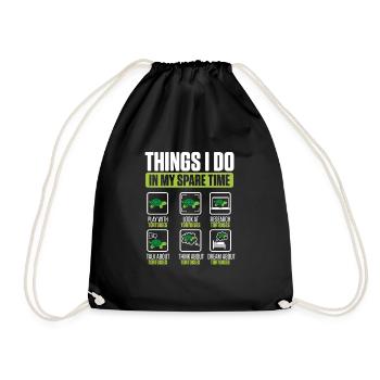 Turtle Reptile Tortoise Lover Things I Do In My Sp - Drawstring Bag - black - Front