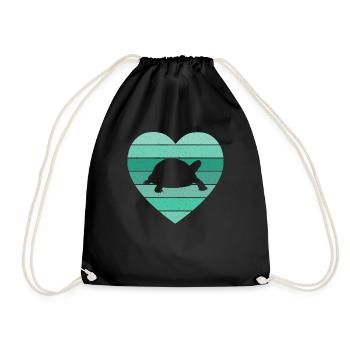 Tortoise Lover Vintage Heart Turtle Retro Reptile - Drawstring Bag - black - Front