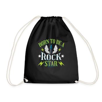 Born To Be A Rock Star Guitar Lover - Drawstring Bag - black - Front