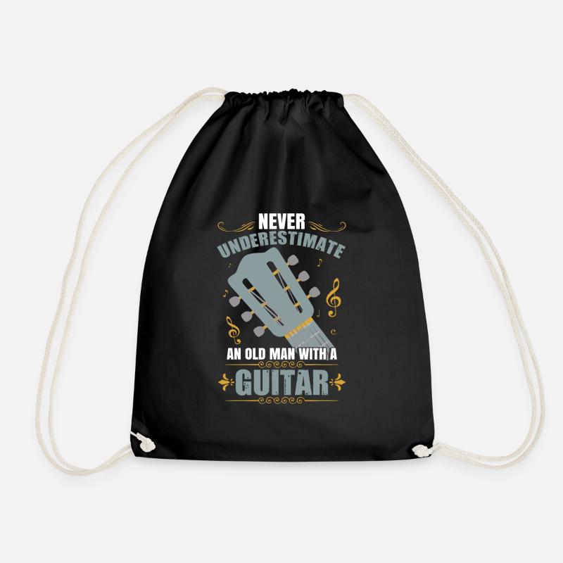 Acoustic Guitar Men - Drawstring Bag - black