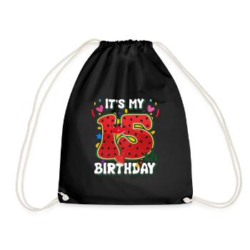 15e anniversaire Cadeau d’été de pastèque - Sac de sport léger - noir - Devant